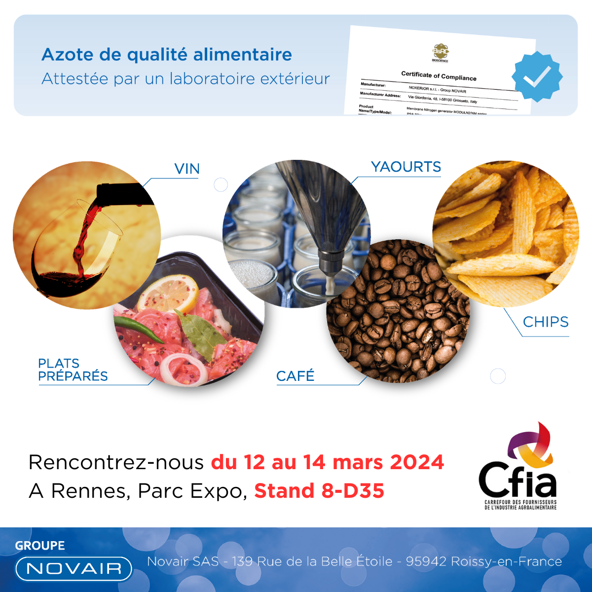 NOVAIR participe au salon CFIA 2024